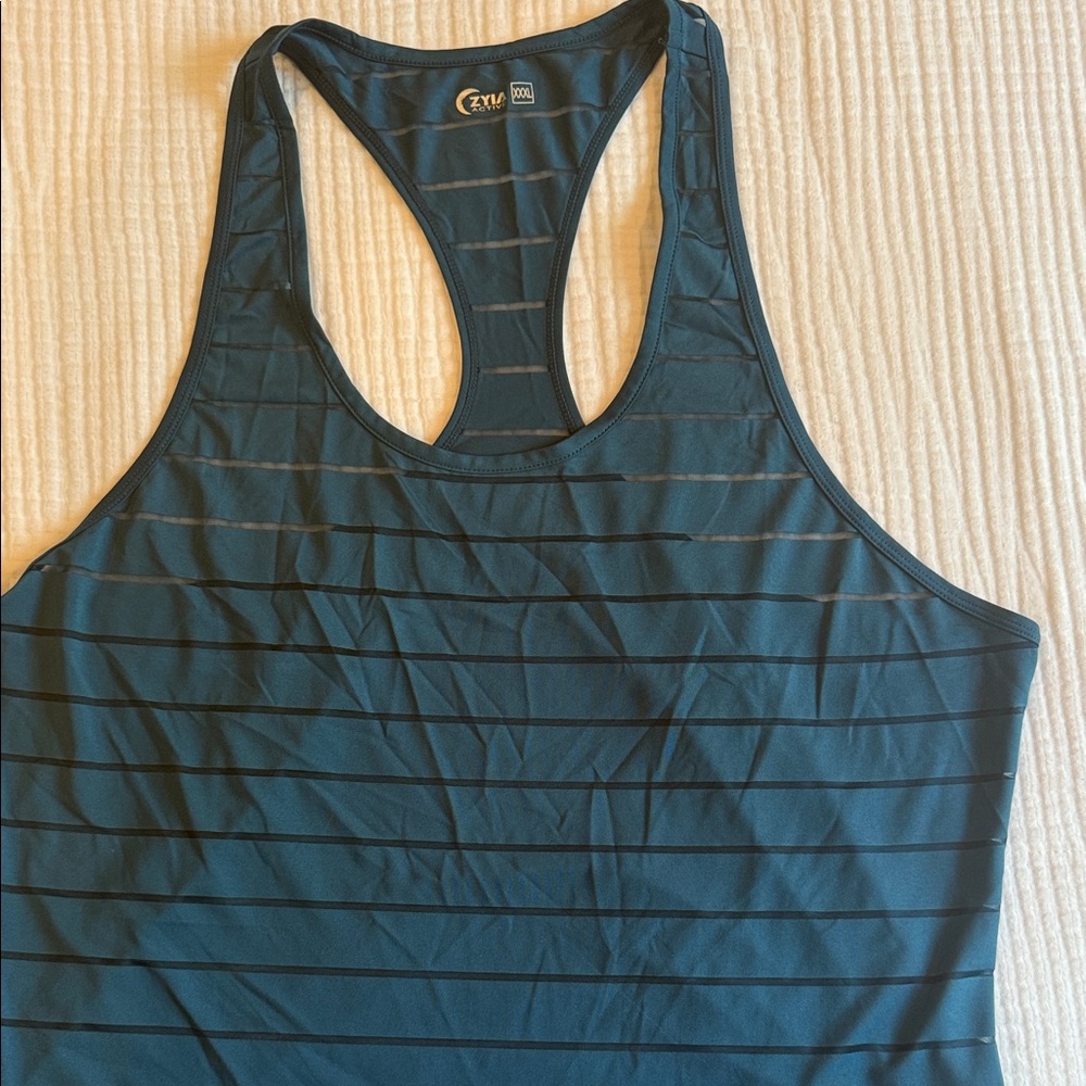 Teal Striped Racerback Tank Top